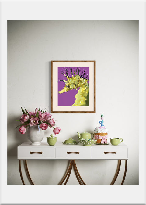 Colorful Seahorse Art Print - Conversation Art Pieces