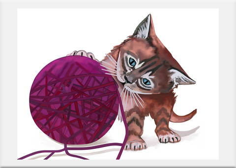 Kitten with Yarn Greeting Card - Conversation Art Pieces