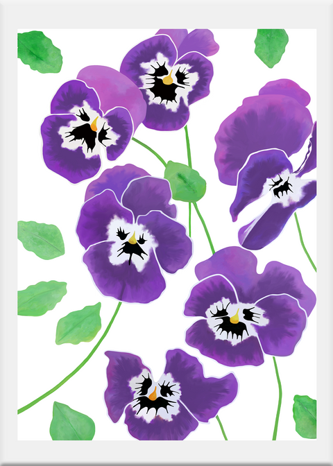 Greeting Card: Purple Pansies