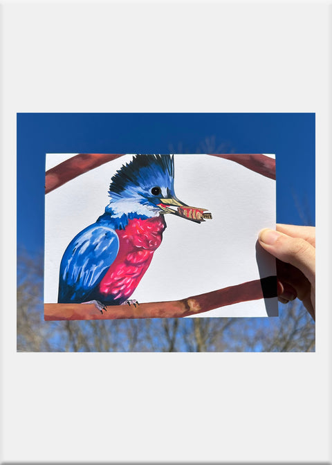 Ringed Kingfisher Art Print - Conversation Art Pieces