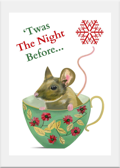 Teacup Mouse Christmas Card - Conversation Art Pieces