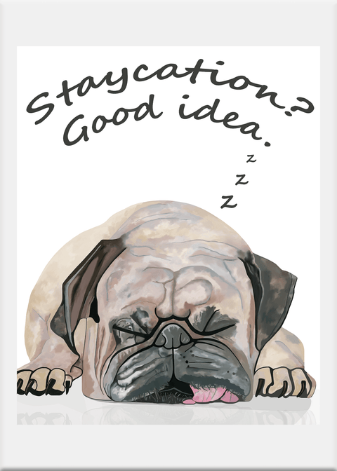 Original art print of a sleeping bulldog puppy. FREE standard shipping in the continental U.S. on orders $49 and above.