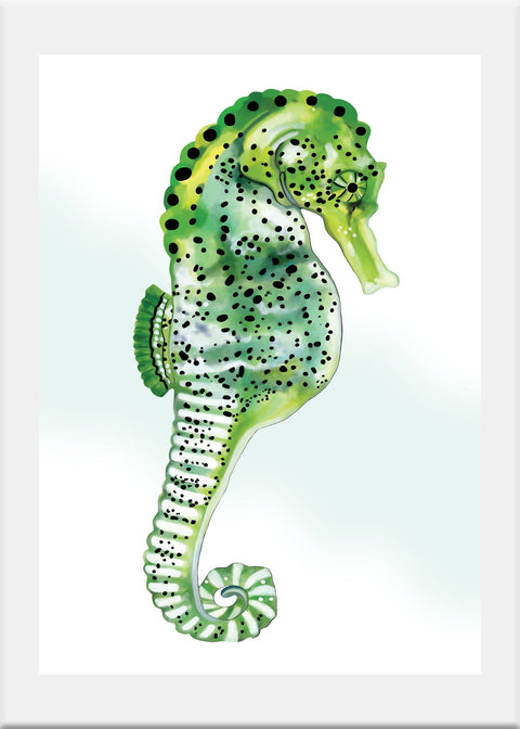 Green Seahorse Blank Card - Conversation Art Pieces