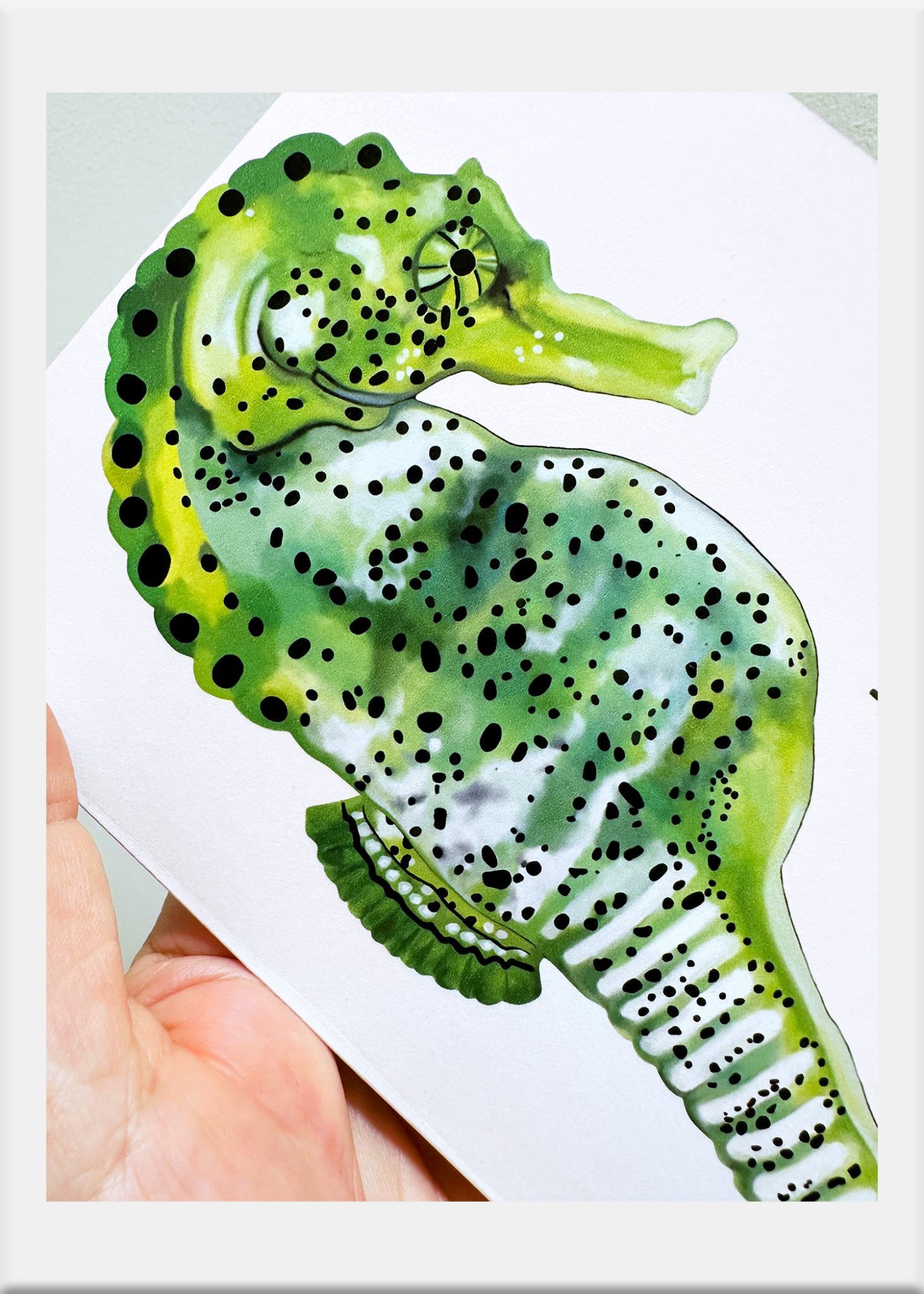 Green Seahorse Greeting Card - Conversation Art Pieces