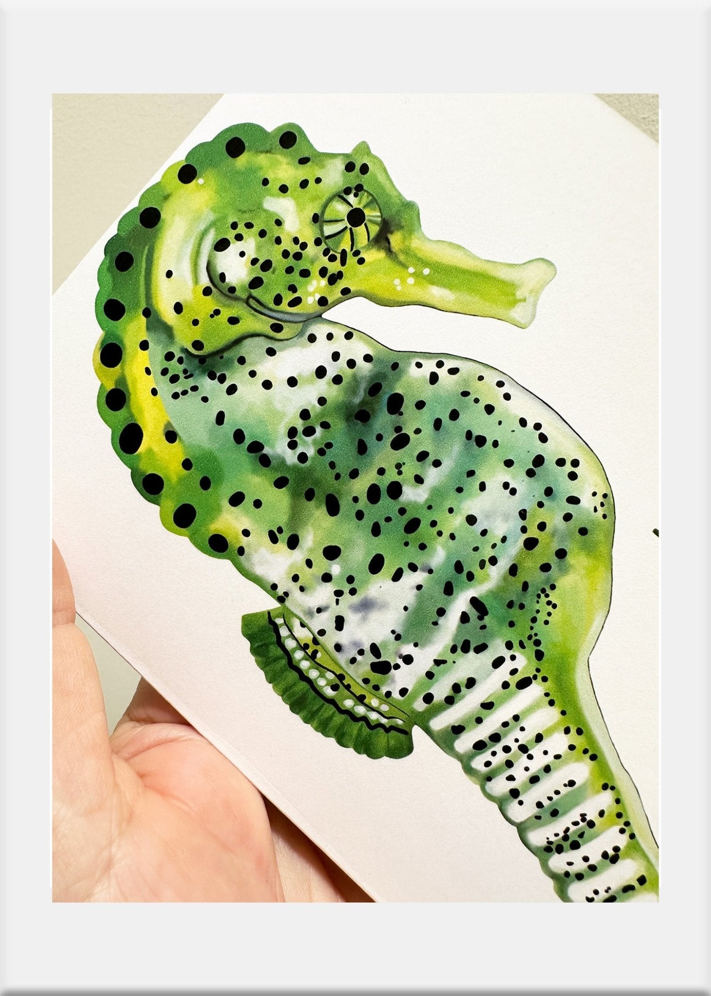 Green Seahorse Greeting Card - Conversation Art Pieces