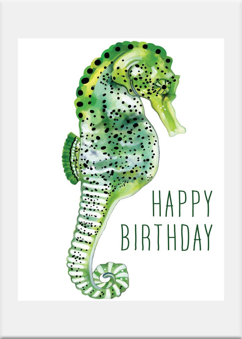 Green Seahorse Greeting Card - Conversation Art Pieces