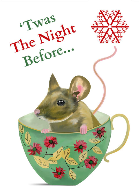 Teacup Mouse Christmas Card - Conversation Art Pieces