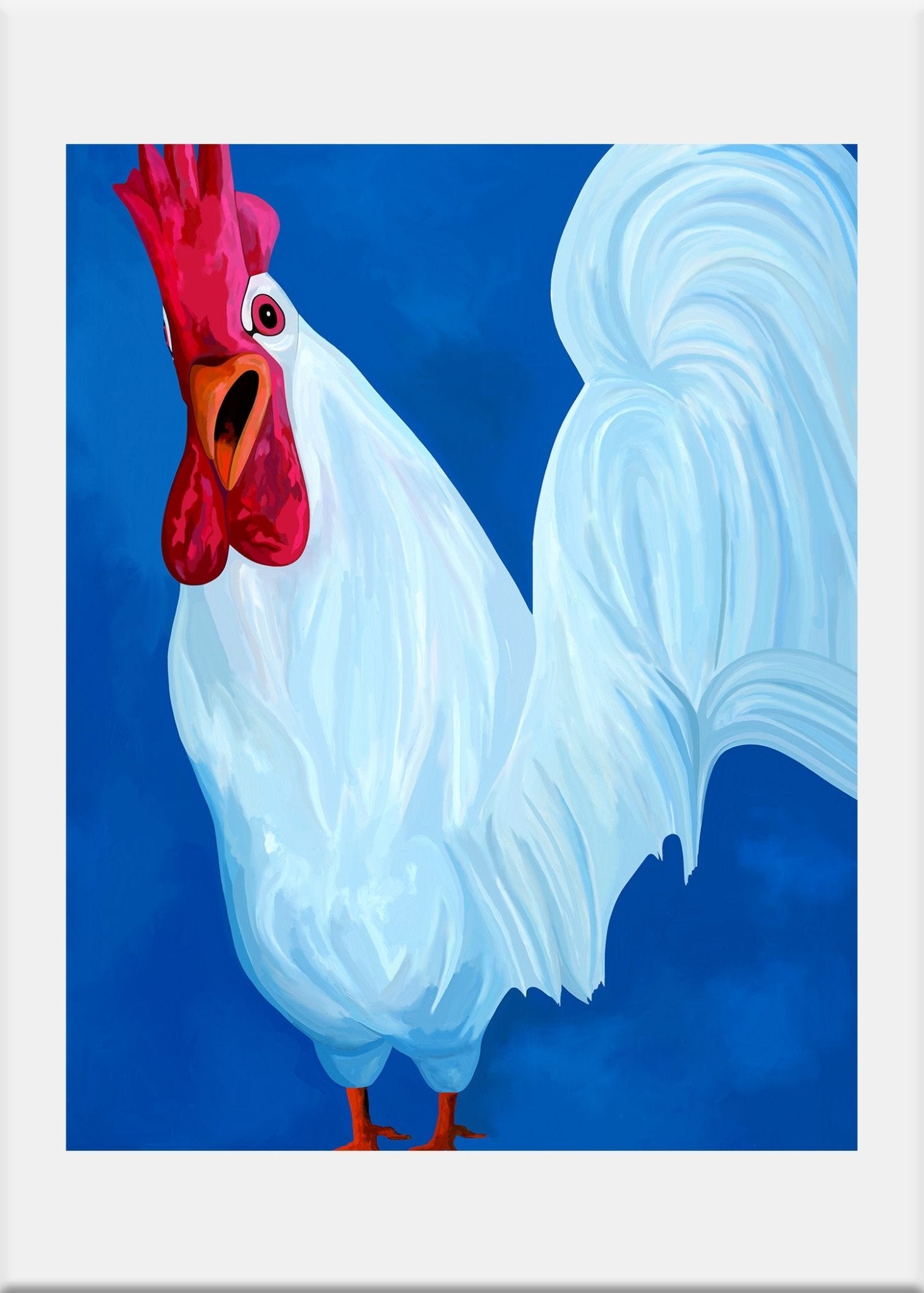 White Rooster Greeting Card - Conversation Art Pieces