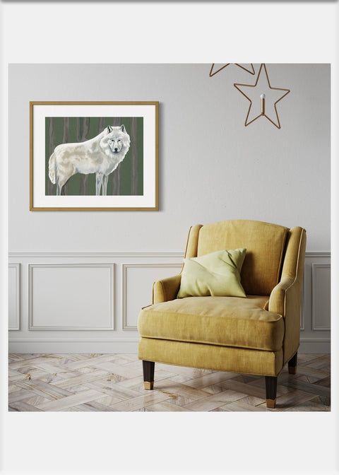 White Wolf Art Print - Conversation Art Pieces