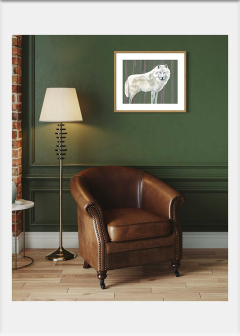 White Wolf Art Print - Conversation Art Pieces